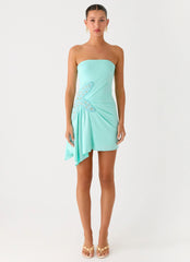 Ocean Dream Strapless Mini Dress Turquoise