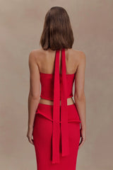 Samira Halter Knit Twist Top Red