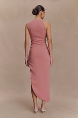 Virginia Suiting Embroidered Midi Dress Burnt Rose
