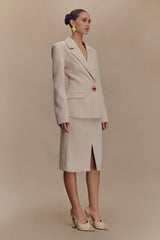 Max Cinched Waist Blazer Ivory Stone