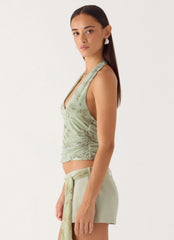 Talk Too Much Halter Top Wispy Fern