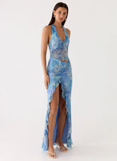Last Sequence Maxi Dress Aqua Paisley