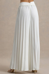 Eclipse Cream Pleated Wide Leg Trousers