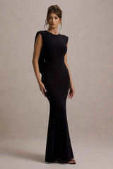 To The Moon Black Cowl Back Maxi Dress