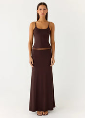 Like A Flower Maxi Skirt Chocolate