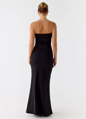 Metal Heart Strapless Maxi Dress Black