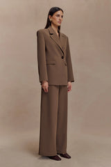 Arlo Wide Leg Suiting Trouser Cacao Brown