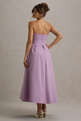 Annalise Lilac Bandeau Skater Midi Dress