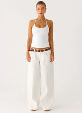 Johnny Low Rise Wide Leg Denim Jeans White