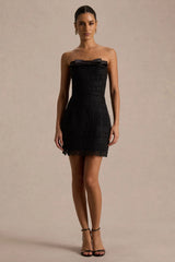 Kerry Black Lace Bandeau Mini Dress With Bow Detail