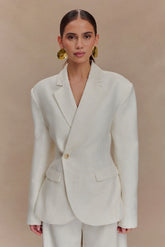 Jameson Cinched Linen Blazer Oat Marle