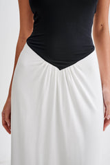 Ruby Strapless Slinky Maxi Dress Black White