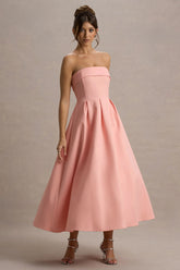 Annalise Pink Bandeau Skater Midi Dress