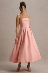 Annalise Pink Bandeau Skater Midi Dress