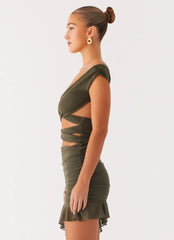 Ivy Whisper Mini Dress Khaki