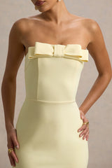 Hallie Lemon Bandeau Maxi Dress With Bow Detail