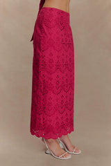 Kensley Broderie Midi Skirt Dragonfruit