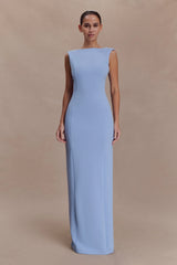 Galilea Crepe Draped Maxi Dress Cornflower Blue