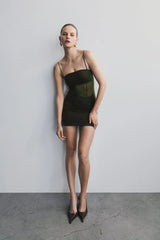 Maryk Mesh Mini Dress Khaki