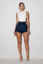 Dan Diamante Denim Shorts Midnight Blue