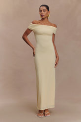 Imogen Off Shoulder Slinky Maxi Dress Lemon