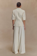 Opal Puff Sleeve Suiting Top Ivory