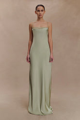 Isadora Lace Satin Maxi Dress Sage