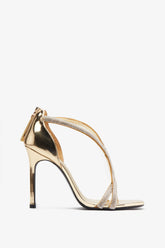 Pluto Gold Metallic Diamante Heeled Sandals