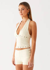 Roxy Halter Top Muted Yellow
