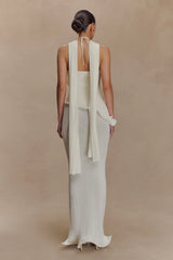 Caprice Halter Knit Maxi Dress White