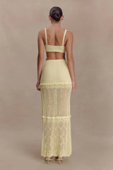 Coleene Pointelle Knit Maxi Skirt Lemon