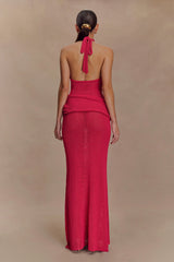Reece Halter Knit Maxi Dress Dragonfruit