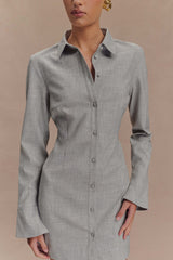 Dorian Fitted Shirt Mini Dress Charcoal Marle