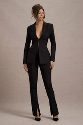 Wonder Woman Black High Waist Tailored Trousers With Hem Split