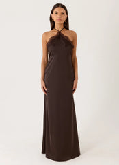 Samaria Halter Maxi Dress Chocolate