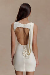 Henley Slinky Drape Mini Dress Ivory