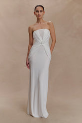 Mirren Strapless Slinky Maxi Dress White