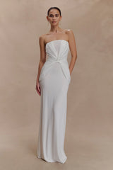 Mirren Strapless Slinky Maxi Dress White