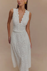 Arla Sleeveless Broderie Top White
