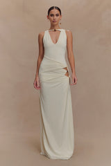 Kaiden Slinky Beaded Maxi Dress Ivory