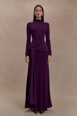 Grayson Knit Chiffon Maxi Dress Plum