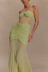 Khadijah Lace And Mesh Maxi Dress Sage