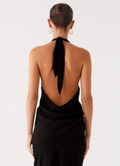 Michaella Chiffon Twist Top Black