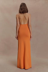 Elma Halter Knit Maxi Dress Orange