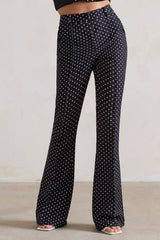 Kehlani Black Polka Dot High Waist Wide Leg Trousers