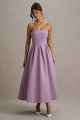 Annalise Lilac Bandeau Skater Midi Dress