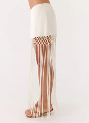 Mania Tassel Mini Skirt Ivory