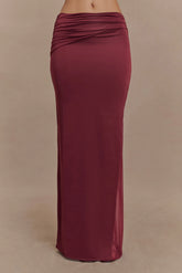 Judy Slinky And Mesh Maxi Skirt Wine