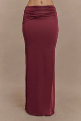 Judy Slinky And Mesh Maxi Skirt Wine