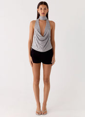 Shining Lights Cowl Top Silver